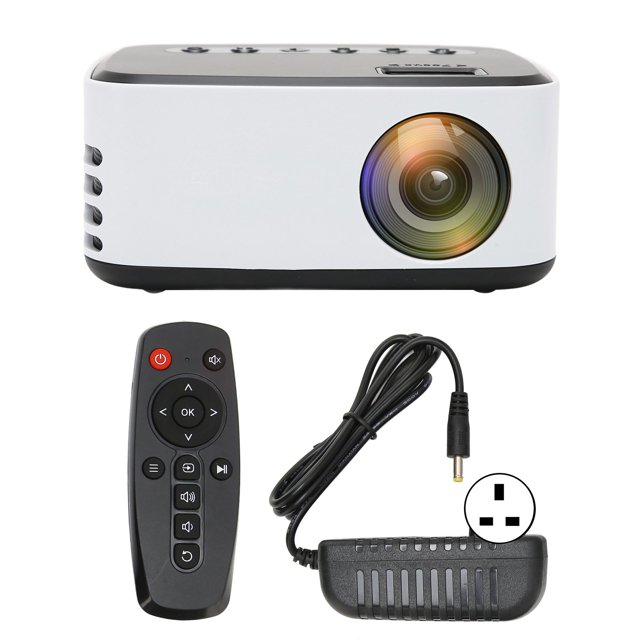 Mini proyector negro blanco HD 1080P proyector de cine en casa portátil al aire libre para teléfono inteligente tableta portátil TV Stick enchufe del Reino Unido 100-240V