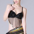 thumbnail image 3 of IUJSOY Sequin Fringe Tassel Crop Top for Women Beach Festival Tank Glitter Belly Dance Tops, 3 of 6