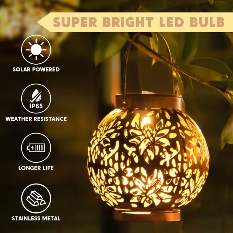 Joyfy Solar Hanging Lanterns, 2 Pack Bronze Moroccan photo 4