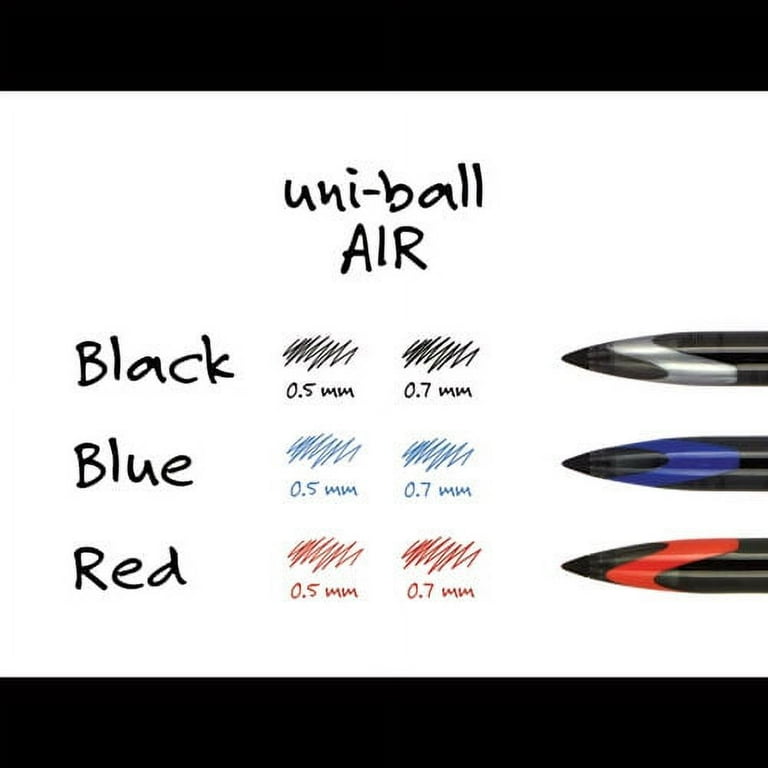 AIR Porous Gel Pen, Stick, Medium 0.7 mm, Black Ink, Black Barrel, 3/Pack
