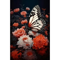 Minimalist Home Decor Wall Art - Red & White Butterfly - Black And White Wall Art - Colorful Printed Canvas Poster Artwork - Great for Home Wall Decor Gifts Frameless 12x16inch