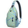 thumbnail image 1 of Lightweight Lemon Print Travel Sling Backpack, Cute Retro Vintage Floral Pattern, Multi-Functional Crossbody Bag with Fresh Bright Yellow Fruit Design, 1 of 6