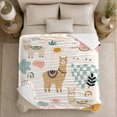 thumbnail image 5 of Llamas with Checkerboard Hills Rainbows and Sun Pattern, Cute Boho Animal Art for Llama Lovers, Birthday Gift, Soft Flannel Blanket for Bedroom, Fresh Home Decor, 5 of 9