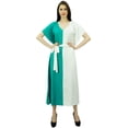 thumbnail image 4 of Bimba Womens Long Rayon 2 Colours Kaftan With Belt Designer Beach Cover Up Caftan Maxi Dress, 4 of 6