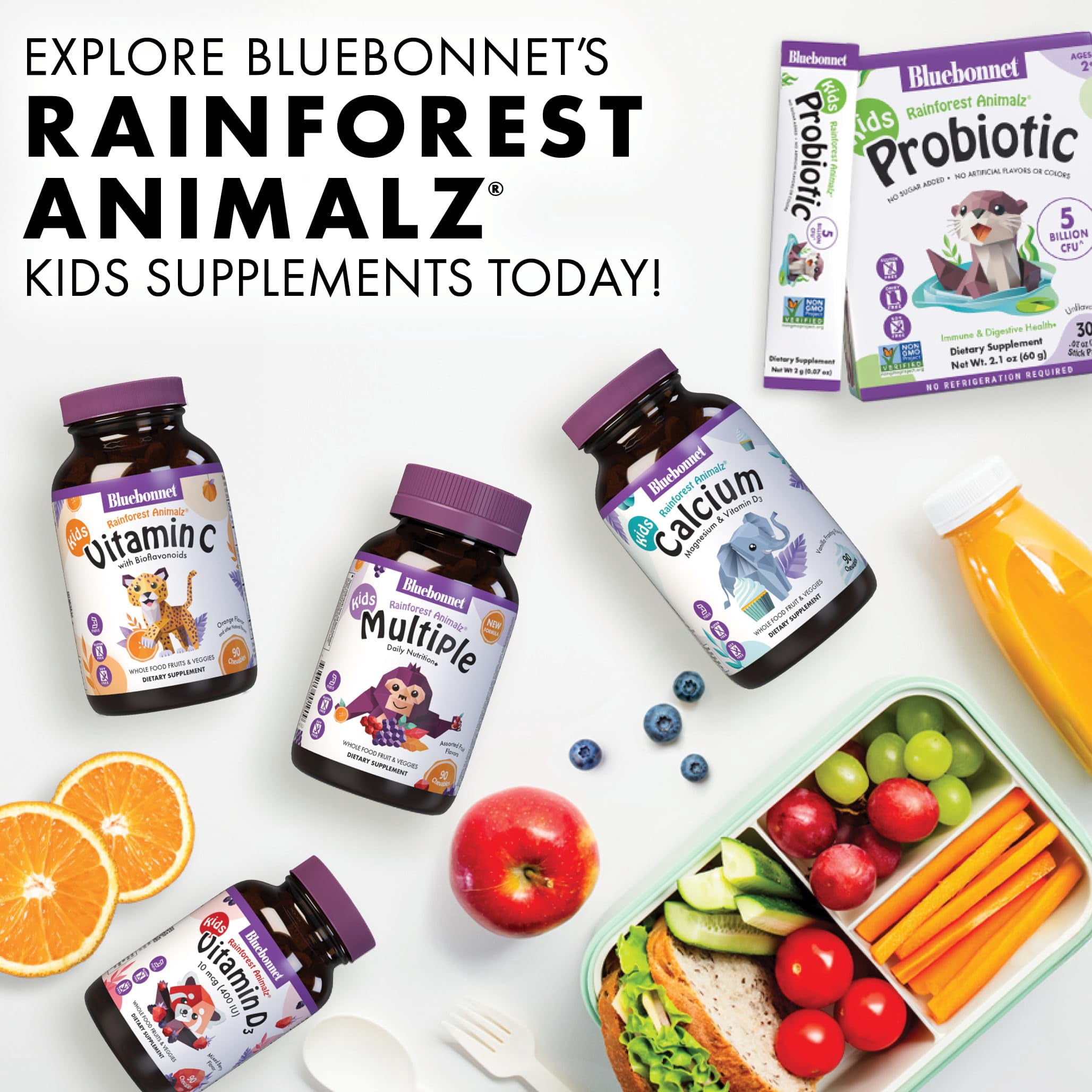 Bluebonnet Rainforest Animalz Kids Probiotic 5 Billion CFU^ Gut Health & Immunity* 30 Days