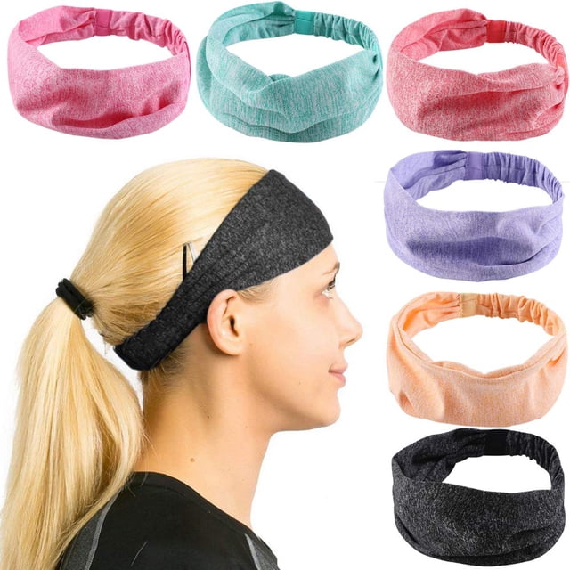 Diadema de entrenamiento antideslizante, ligera, multiusos, para yoga, correr, deportes, viajes, fitness, elástica, transpirable, se adapta a mujeres y hombres, duradera, 6 unidades
