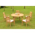 thumbnail image 4 of Grade-A Teak Dining Set: 5 Seater 6 Pc: 52" Round Table And 5 Mas Stacking Arm Chairs Outdoor Patio WholesaleTeak #WMDSMSv, 4 of 4