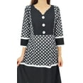thumbnail image 6 of Phagun Women's Black Printed Kurti A-Line Cotton Long Tunic Kurta 3/4 Sleeve-4, 6 of 6