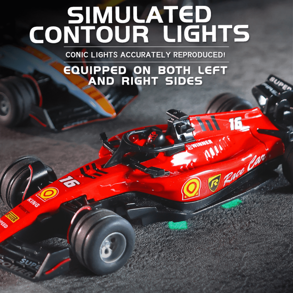 Remote Control Car 1:64 Scale Formula RC Race Car with Lights, Alloy Racing Vehicle for Adults Kids Gifts-Blue
