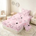 thumbnail image 2 of Manfei Cute Geometric Star Twin Sheets, Circular Dot Bedding, Pink Black White, Pink Reversible 3pcs1 Flat Sheet + 1 Fitted Sheet + 1 Pillowcase, 2 of 6