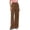 Brown, variant on Women's 100% Cotton Wide Leg Pants Elastic High Waist Adjustable D string Casual Loose Flow Trousers with Pockets, S-XXL
