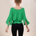 thumbnail image 4 of TAmten Girls Blouse Trumpet Sleeve Tops Summer Trendy Solid Boho Tunic Shirts Off Shoulder Size 11-12 Years, 4 of 7