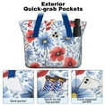 thumbnail image 2 of Tote Bag for Women - Pioneer Flower Shoulder Bag - Large Utility Work Duffle Bag with Zipper Handbag for Travel, Work, Sprots, 2 of 5
