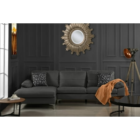 Leather Sectional Sofa, L-Shape Couch with Chaise (Grey ...