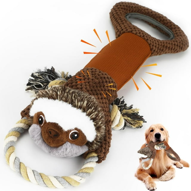 Juguete de peluche grande para perro con papel arrugado, juguete de tira y afloja para cachorros, juguete interactivo para masticar perros pequeños, medianos y grandes