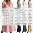 thumbnail image 3 of Horkkom Midi Dresses for Women V Neck Short Sleeve Solid Color Linen Dress Summer Loose Casual Dresses, S-2XL, 3 of 6