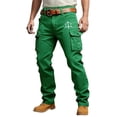 thumbnail image 2 of BUWTTED Men's Casual Pants Western Cargo Casual Work Trousers with Multiple Utility Pockets Outdoor Daily Wear Green Pants XL, 2 of 5