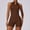 Brown, variant on HPINK-T Sleeveless Workout Jumpsuit for Women Zip Up Romper Shorts V Back Scrunch Sexy One Piece
