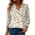 thumbnail image 1 of Camiseta tipo túnica LOMON para mujer, cuello en V, manga 3/4, color blanco albaricoque, 1 of 6