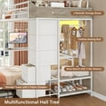 thumbnail image 6 of Torveric Bunk Bed with Hall Tree Twin Over Twin, L-Shaped Gaming LED Bunk Bed with Desk and Storages, Small Space Apartment Furniture Gift White, 6 of 13