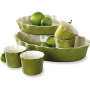 6 Pc. Ruffle Stoneware, Sage Green