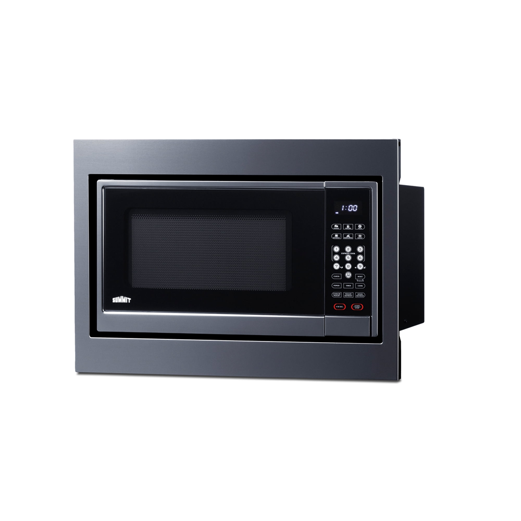Summit Built-in Microwave with Trim Kit,  Fits 24 Inch Spaces 1.2 cu.ft., Stainless Steel - SMBI24