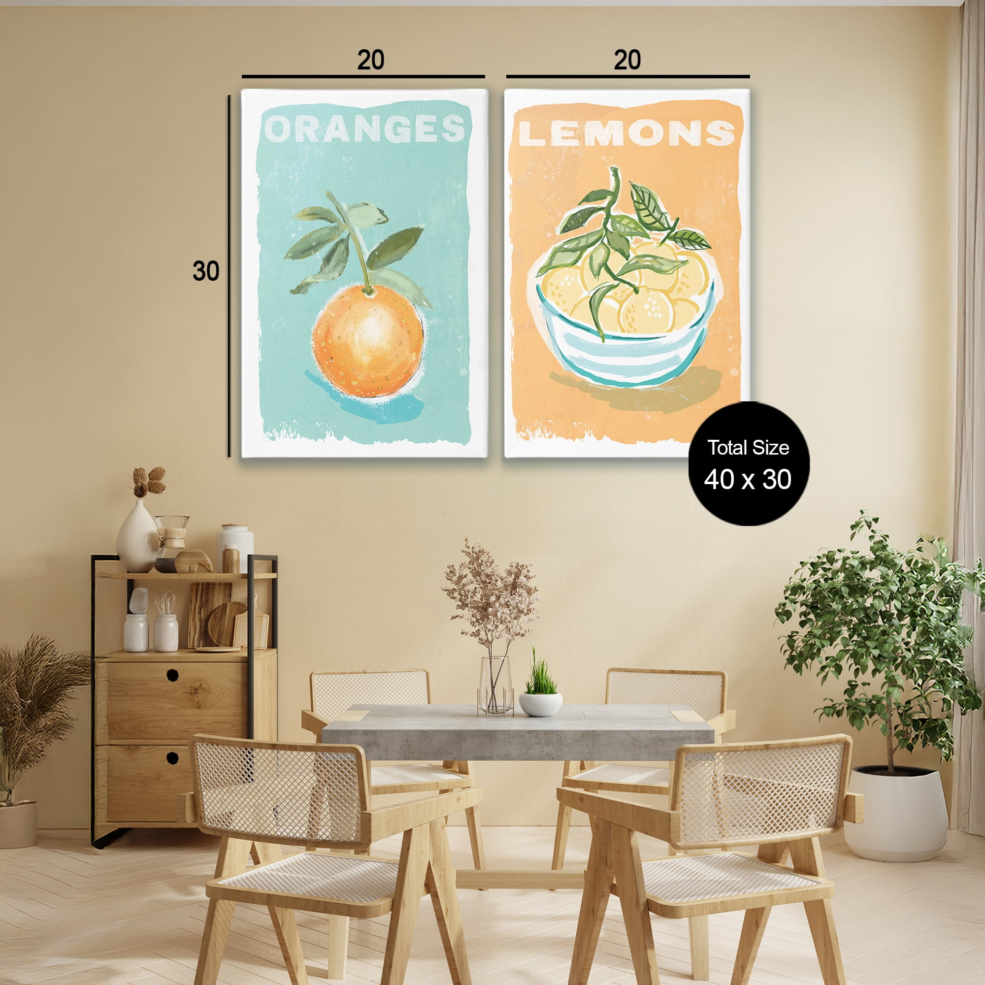 Stupell Industries Citrus Twist Motif 2 Piece Canvas Wall Art Set, design by Chad Barrett