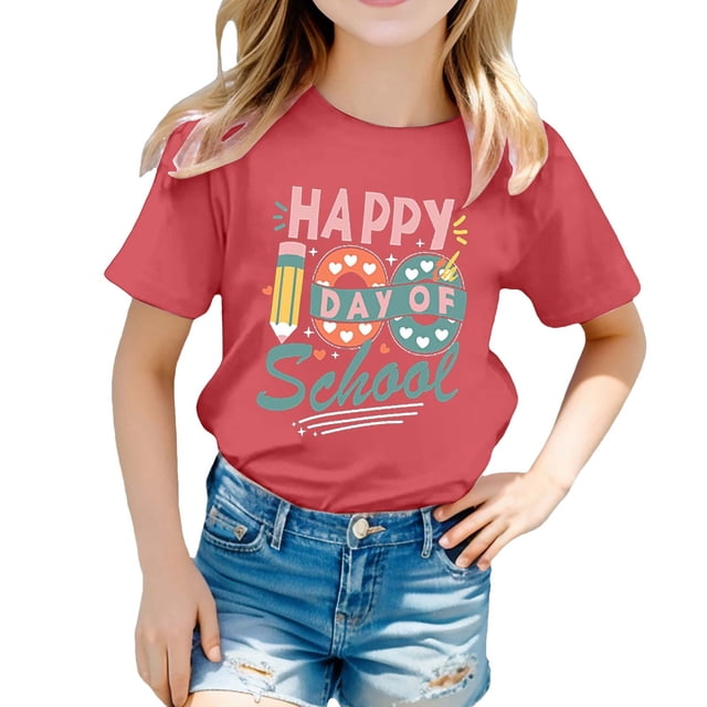 TZEWGL T-Shirts pour Fille Garçon Imprimé Col Rond Manches Courtes Vêtements pour Enfants Taille 3-4T