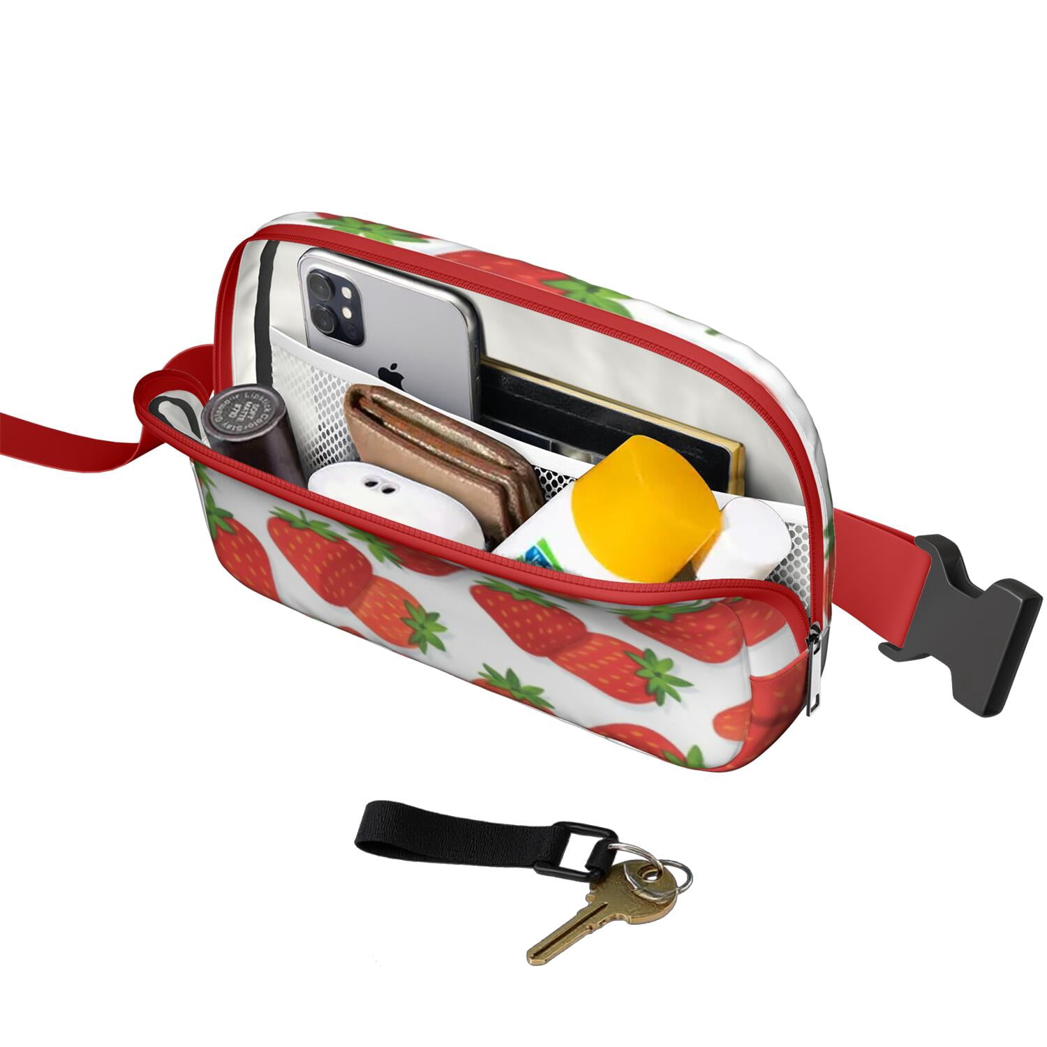 Waist Bag for Sports Enthusiasts Commuters Fashionable Waterproof Fanny Pack with Adjustable Strap for Outdoors Workout Traveling Strawberry Sporty Waist Pack