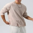thumbnail image 4 of Loose Fit Crewneck Tops for Men in Solid Color for Spring, 4 of 6