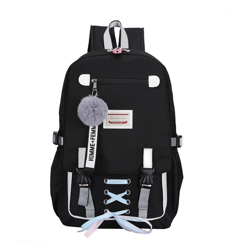 Women USB Port School Backpack Girls Waterproof Girl Shoulder Bag Travel Satchel