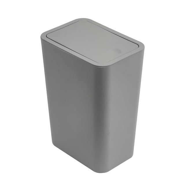 openpig Bathroom Trash Can with Lid,Small Garbage Can With Press Lid, Trash Bin, Small Plastic Waste Basket, 10 L Narrow for Bedroom, Kitchen, Office,Cream White