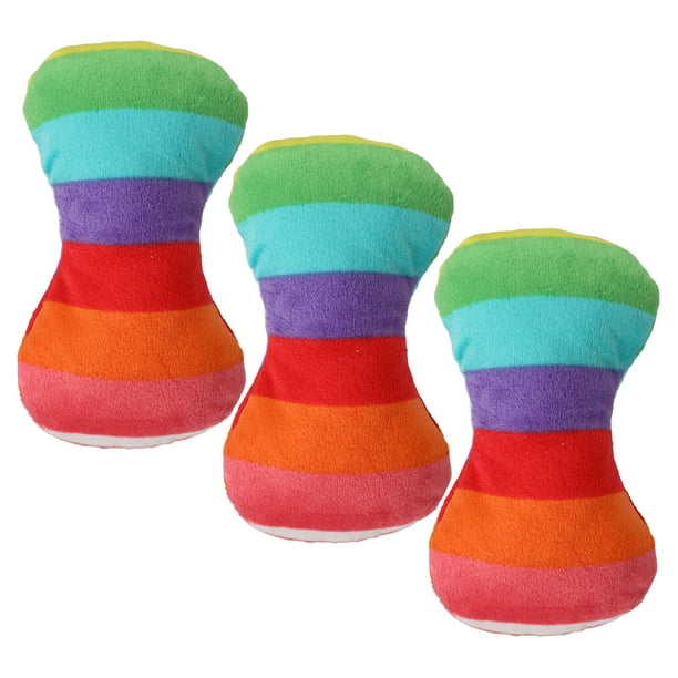 ColoMX 3 uds divertido juguete de perro de hueso de felpa con chirriador Ideal para razas pequeñas y cachorros juguetes indestructibles para perros palitos de dentición para cachorros