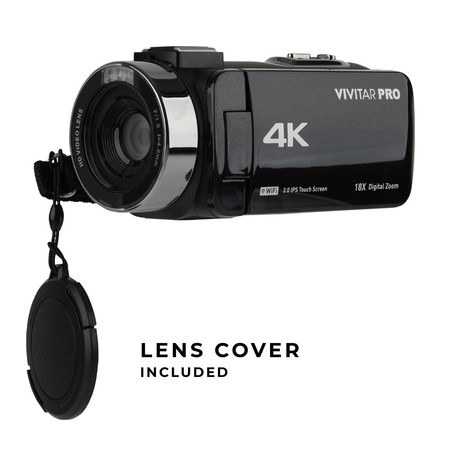 Vivitar 4K HD Digital Video Camera with WiFi, Built in Night Vision, and 3" Touch Rotational Display