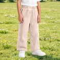 thumbnail image 2 of SONXAHE Toddler Boys Cotton Gauze Pants Solid High Waist Wide Leg Straight Fit Breathable Trousers,Beige, 2 of 5