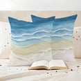 thumbnail image 3 of Outdoor Pillow Covers Sandy Beach Oceans Waves Waterproof Pillow Cases 20x20 Set of 2, Blue Brown Gradient Throw Pillow Cover Pillowcase for Patio Balcony Couch Garden, 3 of 9