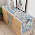 thumbnail image 4 of Coastal Jellyfish Table Runner - 36 Inch Long, Kitchen Dining Table Runner Dresser Scarves, Blue Nautical Marine Life Conch Coral Farmhouse Decor for Coffee Tables Wedding Party Banquet, 4 of 8