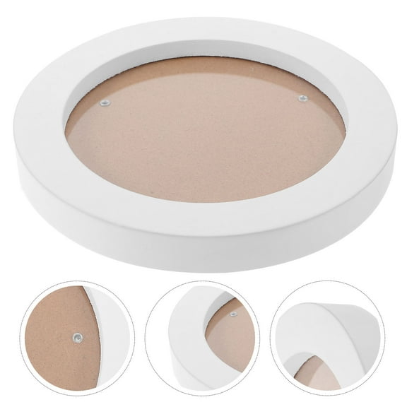 YUNLIGHTS White Wooden Round Hanging Photo Frame, Decorative Circle Picture Frame for Home Wall Decor