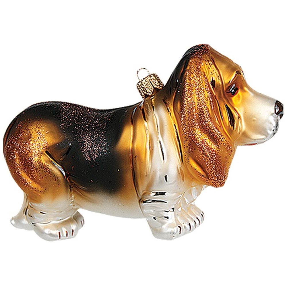 The Whitehurst Company Bassett Hound 4.5" Ornament Glass Blown Holiday Decor