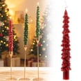 thumbnail image 2 of Christmas Tree Taper Candles, Red Unscented Wax, Holiday Table Decor, 2 Piece Set, 2 of 3