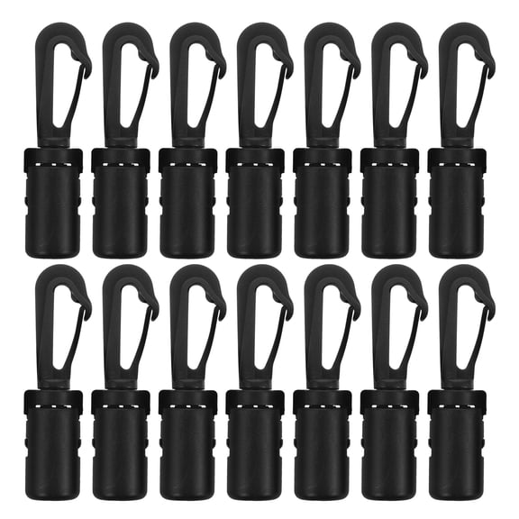 WASHWEPE 20Pcs Boat Elastic Rope Hooks Durable Mooring Hooks for Kayak Canoe Dock Use Black