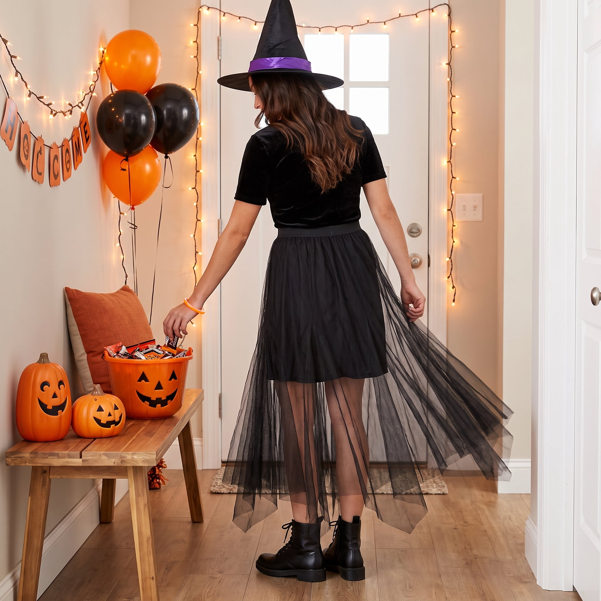 Sheer Skirt Costume Accessory for Adults, Black, S/M, Halloween by Way To Celebrate