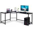 thumbnail image 1 of Gymax L Shaped Desk Corner Computer Desk PC Laptop Gaming Table Workstation Black, 1 of 10