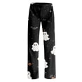 thumbnail image 4 of Womens Halloween Pajamas Cute Pumpkin Ghost Print Elastic Waist Pj Pants Cozy Lightweight Sleepwear For Halloween, 4 of 9