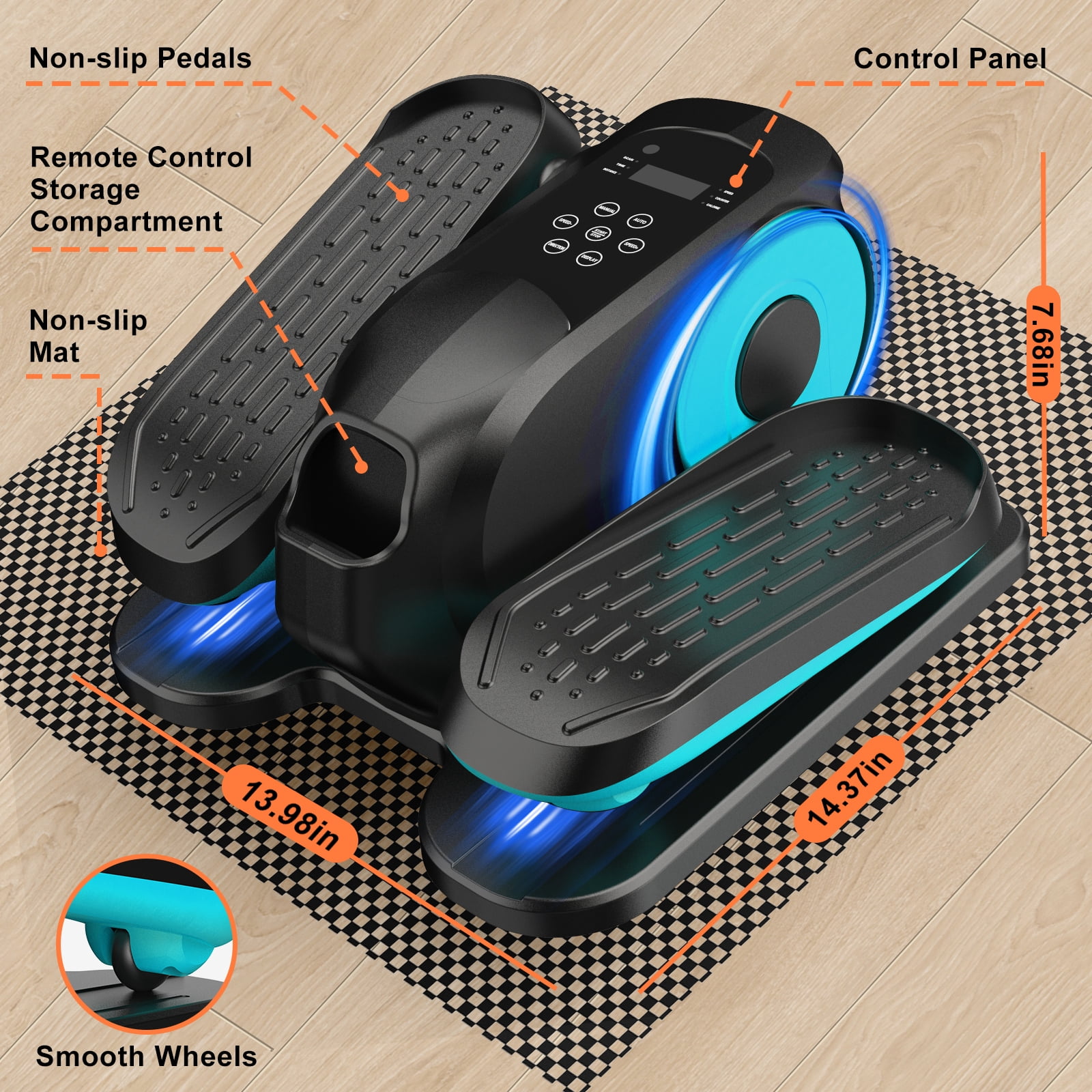 Under Desk Elliptical Machine, Ellipse Leg Exerciser While Sitting, Quiet Portable Electric Seated Pedal Exerciser,Fully Assembled with Remote Control & 12 Adjustable Speeds