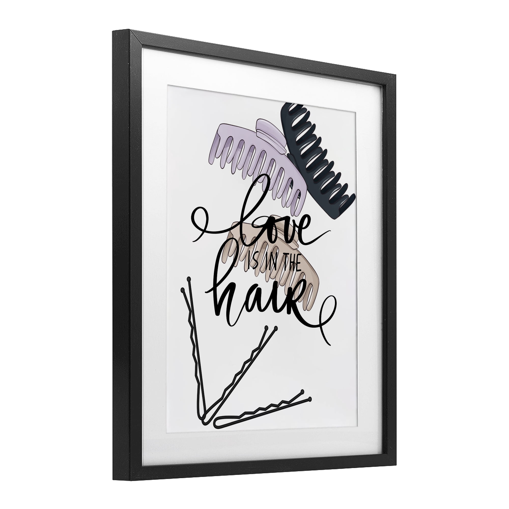 Stupell Industries Love Is In The Hair Black Framed Print Under Glass, design by Jesse Keith