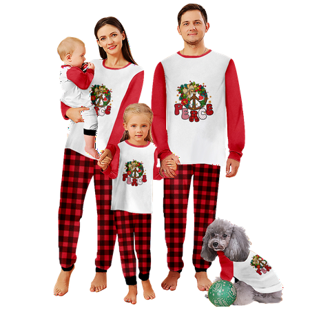 

Family Christmas Pajamas Sleepwear Set Christmas Buffalo Plaid Stripe Print Baby-Kids-Adult-Pet Size 2-Piece Top and Pants Bodysuits Unisex Pajamas Set