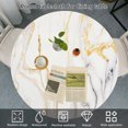 thumbnail image 3 of Tzdxfgl Round Vinyl Fitted Tablecloth, Waterproof Elastic Edge Table Cover for 40"-47" Table, White, 3 of 10