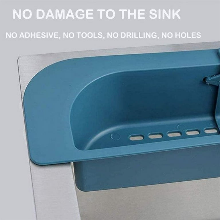 Adjustable Sponge Soap Holder Drainer Sink Tray Telescopic Sink Storage  Rack Holder Adhesive Sink Organizer Holder Dish Cloth Hanger 2-in-1 Sink  Caddy Drainer Tray for Home Kitchen Blue 