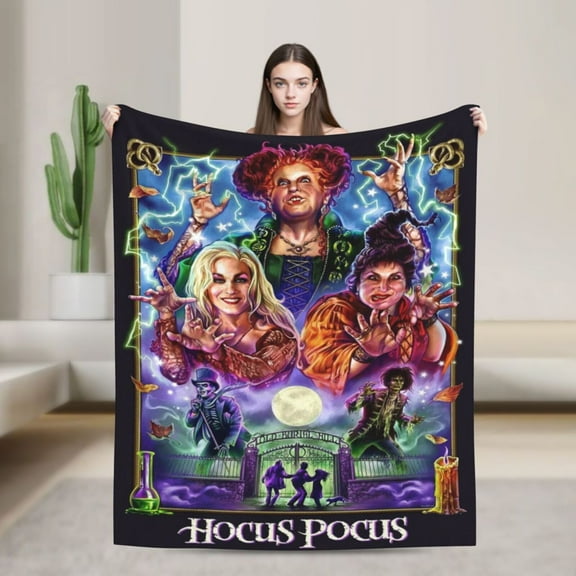 Hocus Pocus Flannel Blanket Funny Ultra-Soft Micro Warm Throw Blanket For Boys Girls Young Adults, Warm Flannel Blanket For Living Room Bedroom Couch Bed 40"X30"